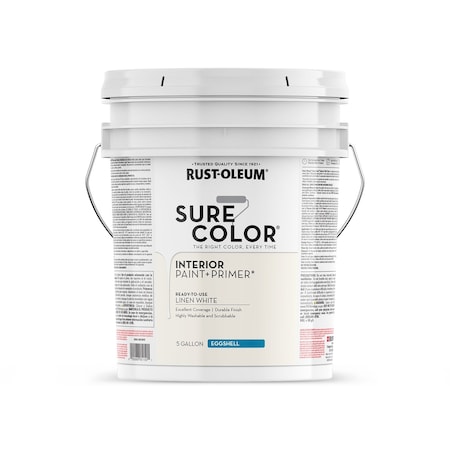 Rust-Oleum Interior Paint, Linen White, 5 gal 398368