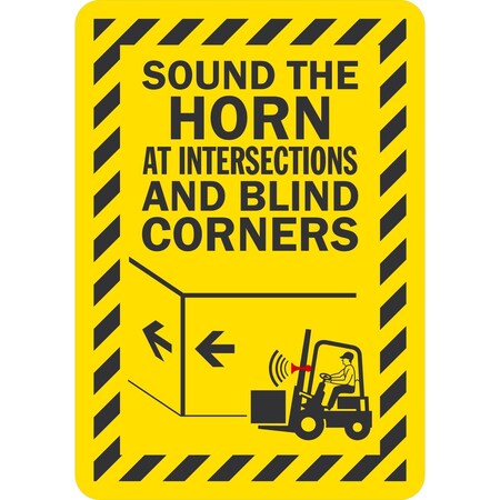 Lyle Sound The Horn At Intersections And Blind Corners, 7x10, Non-Reflective, Yellow G-17300-PL_7x10