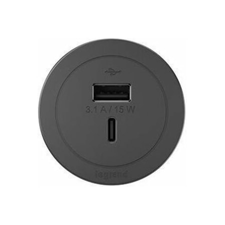 Legrand FurniturePowerOutlet, Black, 0Outlet, 10ft RFPCUAUC-BK10