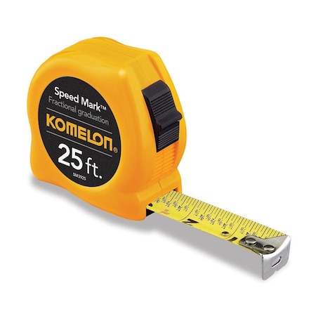 Komelon 1 in. x 25 ft. Speed Mark Acrylic Coated Steel Blade Tape Measure Yellow Case 416-SM3925