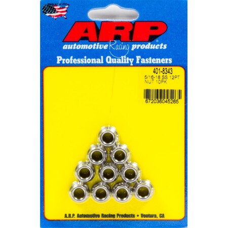 Homestead 401-8343 0.31 in.-18 12 Point Stainless Steel Nuts, 10PK HO3625521