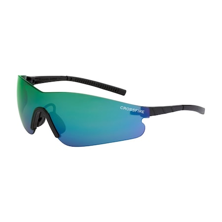 Crossfire Safety Glasses, Emerald Mirror Lens, Frameless, 1 PR 30210