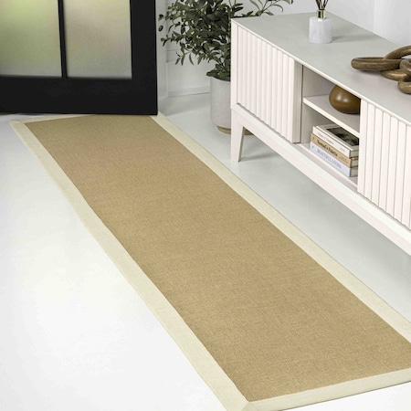 Jonathan Y Camden Farmhouse Cottage Border Jute Natural/Beige 2 ft. x 8 ft. Runner Rug KTN100A-28