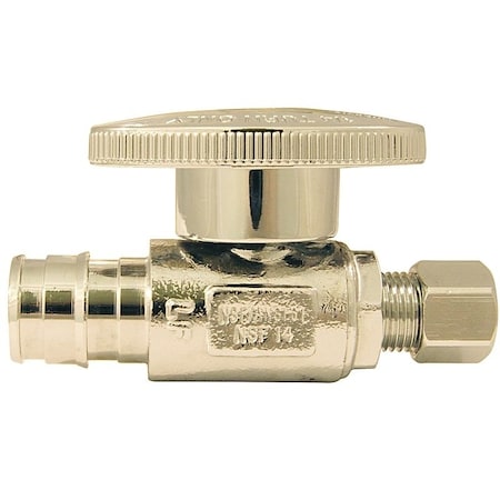 Apollo Valves Straight Stop Valve, 12 x 14 in Connection, PEX x Compression, 200 psi Pressure, Brass Body EPXVS1214C