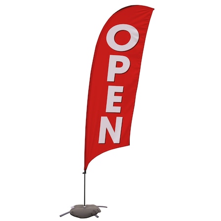 Showdown Displays 10.5 Ft  Value Razor Sail Sign Kit (Single-Sided With Cross Base) - Open Red 908111-002