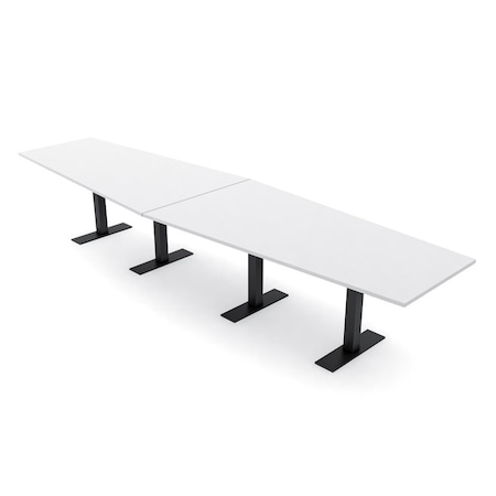 Skutchi Designs 14 Person Conference Table With Power Unit | 14' Hexagon Table | Harmony Series HAR-HEX.IR-48X168-T.BK-W960-EBLK