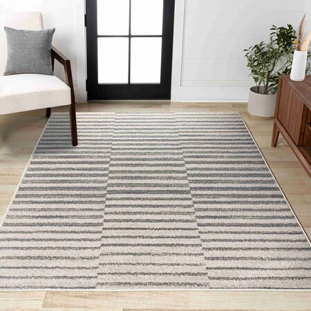 Jonathan Y Lyla Offset Stripe Gray/Cream 3 ft. x 5 ft. Area Rug MOH204A-3