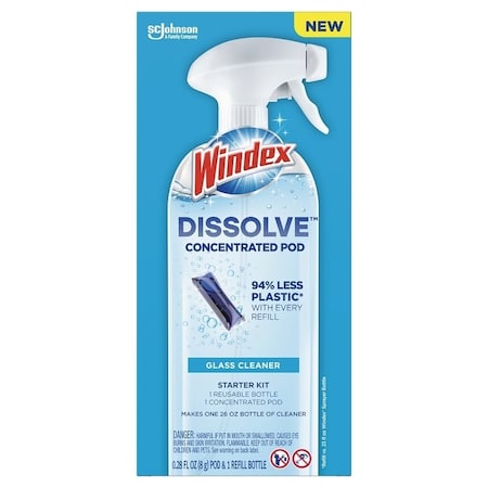 Windex Dissolve Concentrated Cleaner Starter Kit, Dissolve Pod, Solvent-Like, Blue 00398