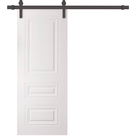Sartodoors Barn Door 36 x 80 inches, BASIC 9233 White, 6.6FT Rail Track Heavy Hardware Set, Solid Panel Inte BASIC9233BD-B-SKIN-36