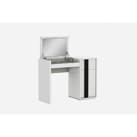 Homeroots 39" White Single Drawer Vanity Chest With Mirror 370775