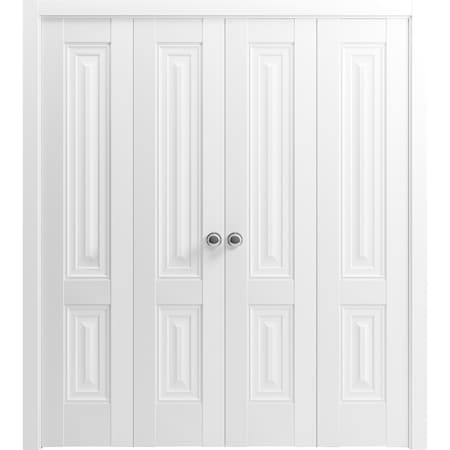 Sartodoors Sliding Closet Double Bi-fold Doors, Lucia 8831 White Silk, Sturdy Tracks Moldings Trims Hardware S LUCIA8831DBF-WS-72 x 80 (4* 18x80)