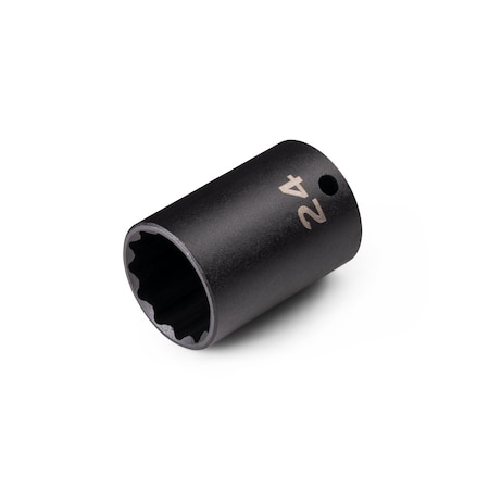 Tekton 3/8 Inch Drive x 24 mm Semi-Deep 12-Point Impact Socket SID14324