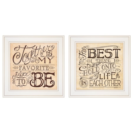 Homeroots Set Of Two Together or Each Other 1 White Framed Print Wall Art, 2PK 406011