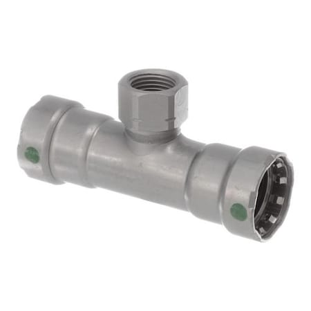 Viega MegaPress tee P1 0.75 P2 0.75 FPT 0.5 carbon steel zinc-nickel coating 25405