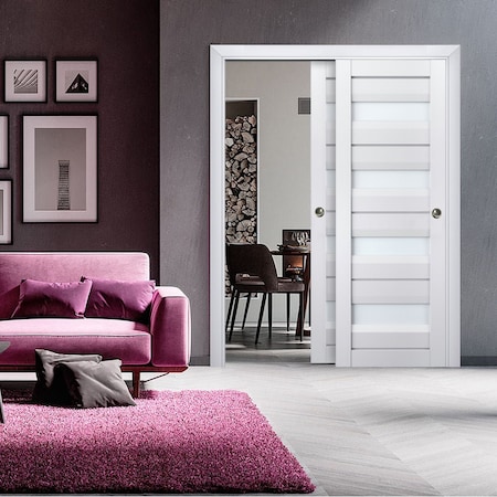 Sartodoors Sliding Closet Bypass Doors White Solid Core Modern Interior VEREGIO7455DBD-WS-36