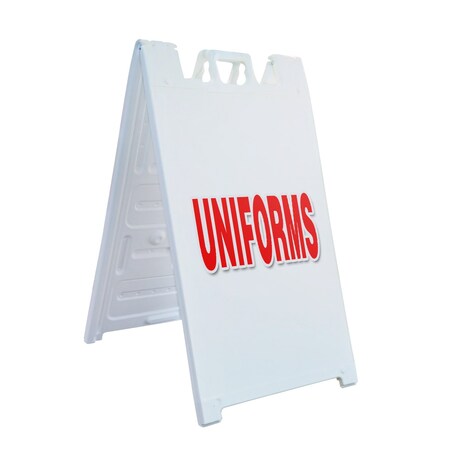 Signmission Uniforms, A-Frame & 2 Decals Installed, Heavy-Duty Plastic Frame SBHD-D-2436-Uniforms