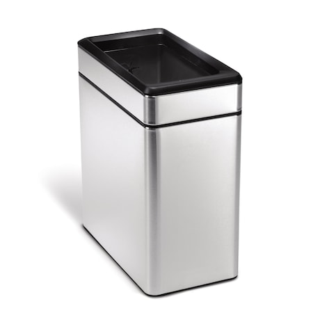 Simplehuman 3 gal Rectangular Trash Can, Silver, Swing, Stainless Steel, 6 1/4 in CW1225