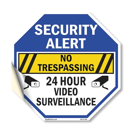 Signmission Security Alert No Trespassing 24 Ho, 18 Inch X 18 Inch, Vinyl Decal OC-D-18-185