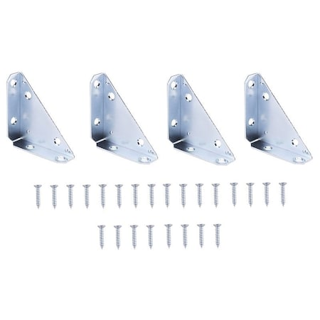 Prosource Corner Brace, 3 in L, 3 in W, 13/16 in H, Steel, Zinc-Plated, 2 mm Thick Material 22491ZCB-PS