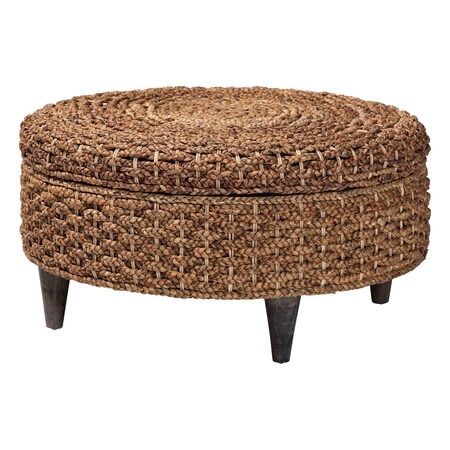 Bali & Pari Bailey Handwoven Seagrass Storage Ottoman, Round 259-14254-ZORO