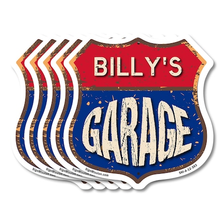 Signmission Billy's Garage, 12 inch X 12 inch, Aluminum Metal Sign, 5PK SHI-A-5Pack-12-383-BILLY