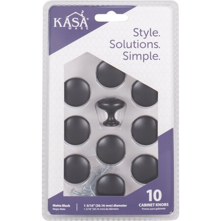 Hardware Resources KasaWare 1-3/16'' Diameter Zinc Diecast Matte Black Cabinet Knob, 10PK K778MB-10