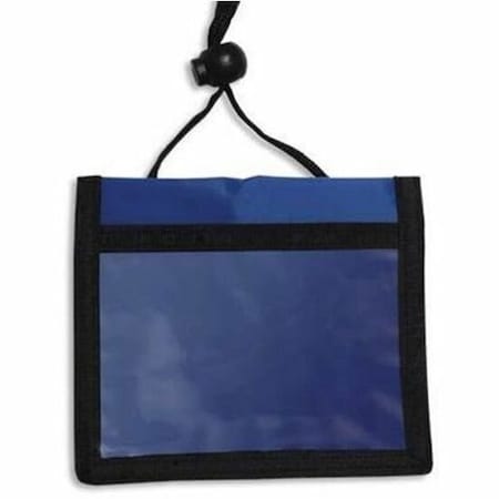 Brady Neck Wallet - 4.5" x 4" - Nylon, Vinyl - 100 / Pack - Blue, Clear 1860-2602