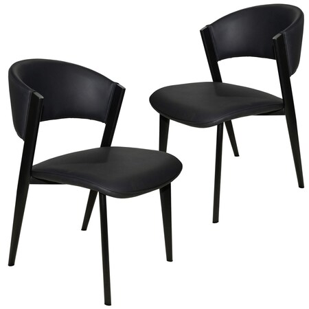 Leisuremod Aspen Collection Modern Dining Chair Black Frame in Black, 2PK ACBL51BL2