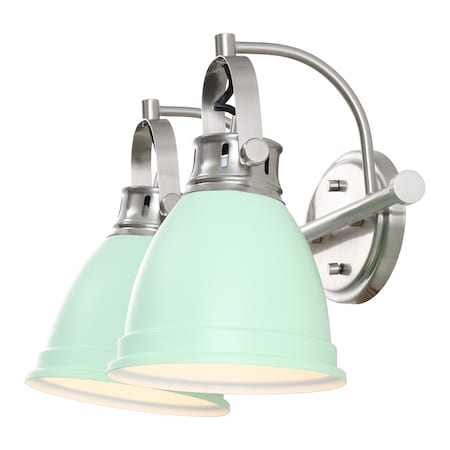 Jonathan Y Phineas 16.25" 2-Light Adjustable Farmhouse Bohemian Iron LED Vanity Light, Mint Green/Nickel JYL1115C