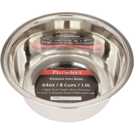 Boss Pet ProSelect 64 Oz. Heavy Stainless Steel Mirror Finish Dog Bowl ZW150 64