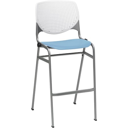 Kfi Poly Stack Barstool, Sky Blue Seat BR2300-BP08-SP35