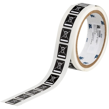 Brady WEEE Labels, 0.8in H x 0.6in W, Roll of 500 Labels, White on Black, 500PK WEEE-2-.5-BK