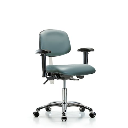 Blue Ridge Ergonomics Vinyl Clean Room Chair, Adjustable Arms BR-NCR-VDHCH-CR-T0-A1-CC-8822