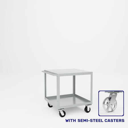 Pucel Heavy Duty Shop Truck, 30 in W x 30 in D x 33.5 in H, Two Shelves, Push Handle, Red 3030-DT-2S