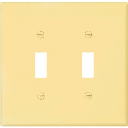 Eaton Wiring Devices Wallplate, 4-7/8 in L, 4.94 in W, 2 -Gang, Polycarbonate, Ivory, High-Gloss PJ2V