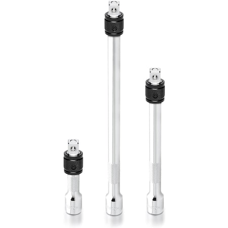 Neiko 3/8'' Drive CrV Steel Locking Extension Bar Set, 3-Pieces, 3'', 6'', 10'' Size 00295A