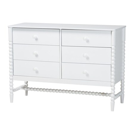 Baxton Studio Brantley Spindle Dresser with Six Drawers, White 272-14811-ZORO