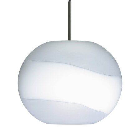 Besa Lighting Besa Luna Pendant, Opal- Frost, Black Finish, 1x 9W LED 1JT-477699-LED-BK