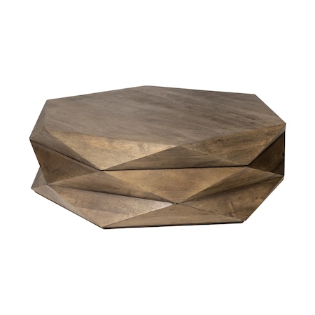 Homeroots 48" Brown Wood Hexagon Coffee Table 376278