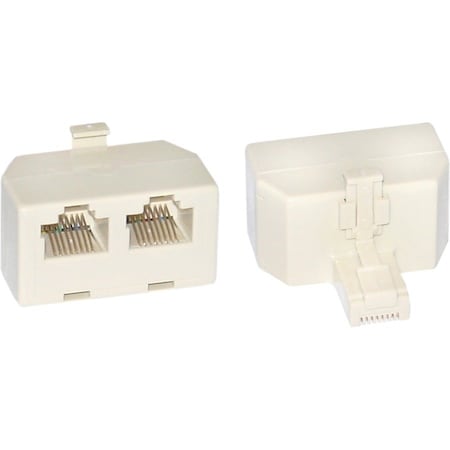 Cable Wholesale Phone Splitter (Straight), RJ45 8P8C Male to 2 RJ45 8P8C Female, Beige PA-8P8C-ST