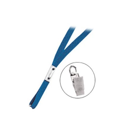 Brady LANYARD STANDARD, ROYAL, 3/8in, FLAT WOVEN LANYARD W/NICKEL PLATED STEEL BULLDOG CLIP 2135-3552