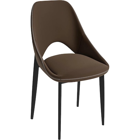 Leisuremod Amalfi Modern Dining Chair - Upholstered Accent Side Chair, Metal Legs AC48DBR
