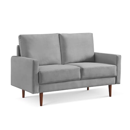 Homeroots 57" Gray And Dark Brown Velvet Loveseat 543719