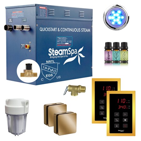 Steamspa Royal Series 12KW Steam Generator w/ Continuous Steam, Dual Touchpads and AutoDrain in Gold RYTS1200GD-A