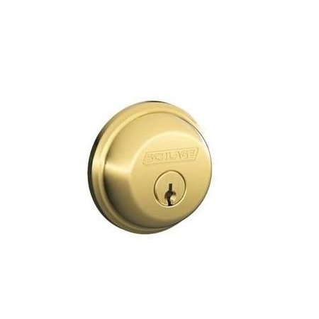 Schlage Residential Tapered Single Cylinder Deadbolt C Keyway with 12355 Latch and 10092 Strike Bright Brass Finish B60605T