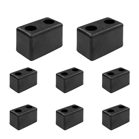 Mytee Products 6 inx3-1/2 inx3-1/2 in Rectangular Rubber Dock Bumper with 2 Holes - Impact Resistant, 8PK TRLB-3001x8