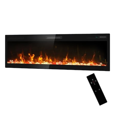 Edendirect 60 in. Insert-Type Electric Fireplace in Black, with Remote, 8H Timer, 5-Speed Flames ZR-WT-F60