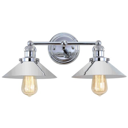 Jonathan Y July 17.5" 2-Light Industrial Farmhouse Metal Vanity Light, Chrome JYL7424A