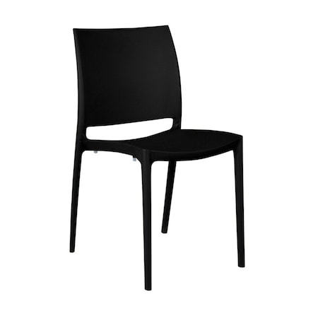 Niche Terrace Plastic Indoor/Outdoor Stacking Chair, for Patio, Cafe, Breakroom, Dining, Black, 4PK 4100BK4PK