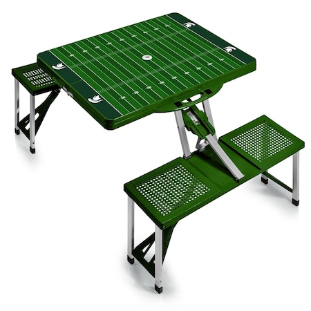 Picnic Time Family Of Brands Michigan State Spartans - Football Field - Picnic Table Portable Folding Table 811-00-121-355-0